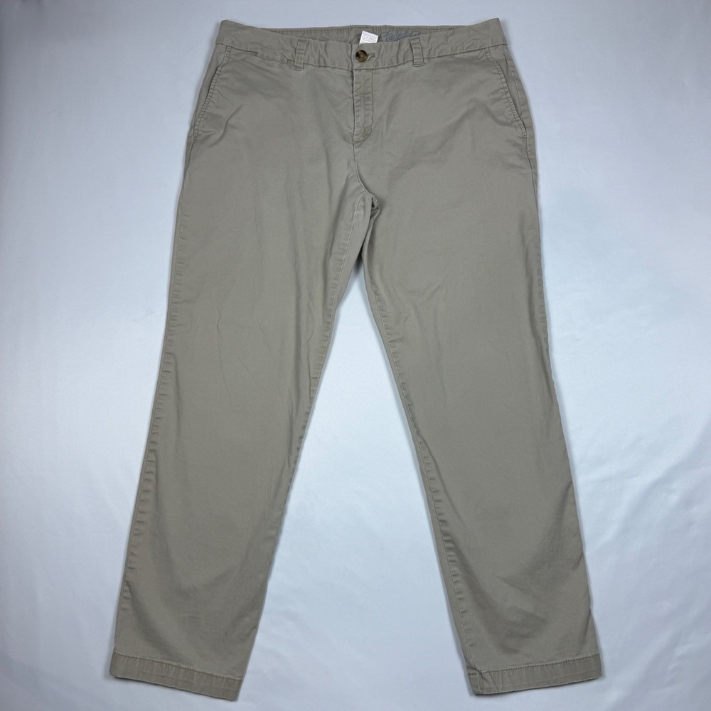 Faded Glory Chino Pants Womens 14A Brown Stone Khaki Straight Leg Stretch Casual